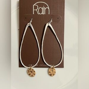 Silver and Gold Teardrop Dangle Earrings lightweight